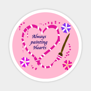 Valentine's Always Painting Hearts (fuschia pink purple) Magnet